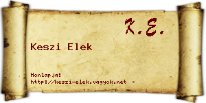 Keszi Elek névjegykártya